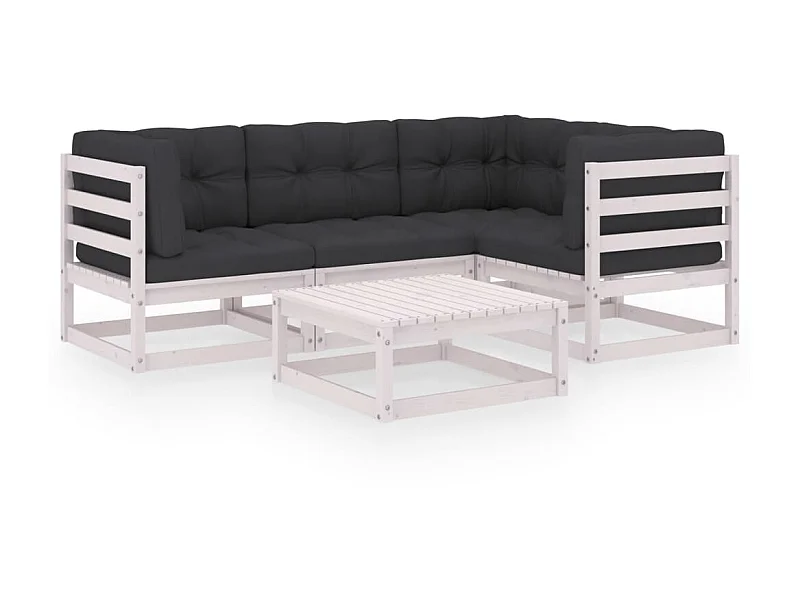 Salon de jardin 5 pcs avec coussins Bois de pin massif 51