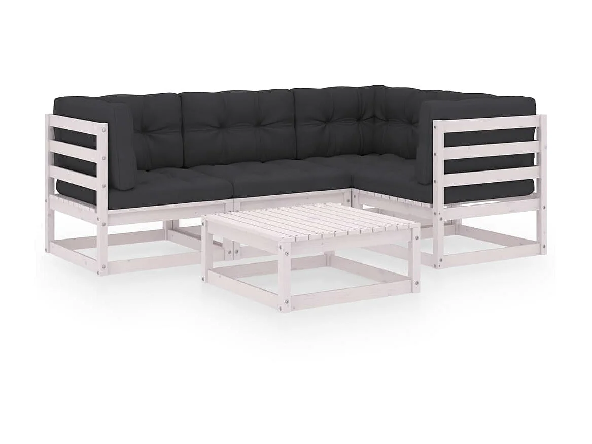 Salon de jardin 5 pcs avec coussins Bois de pin massif 51