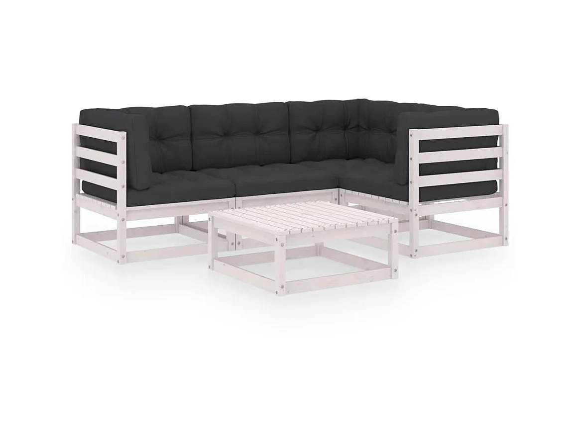 Salon de jardin 5 pcs avec coussins Bois de pin massif 51