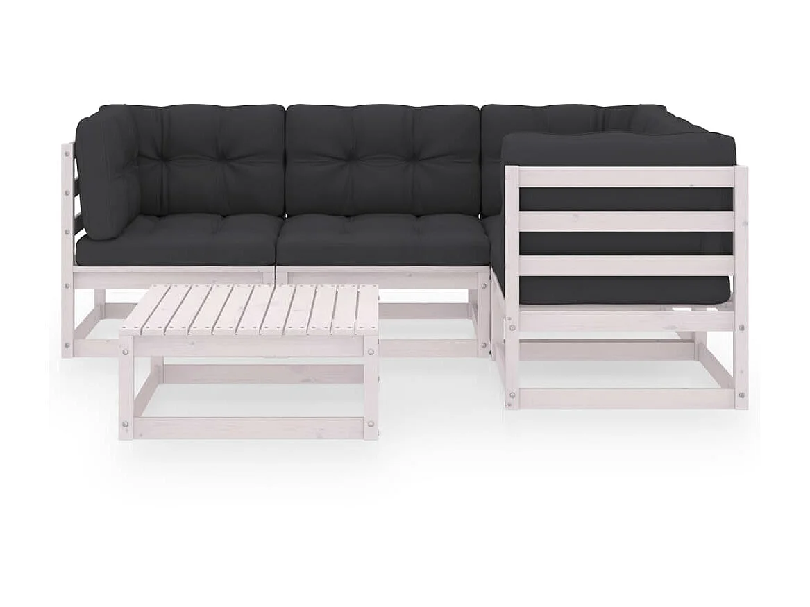Salon de jardin 5 pcs avec coussins Bois de pin massif 51