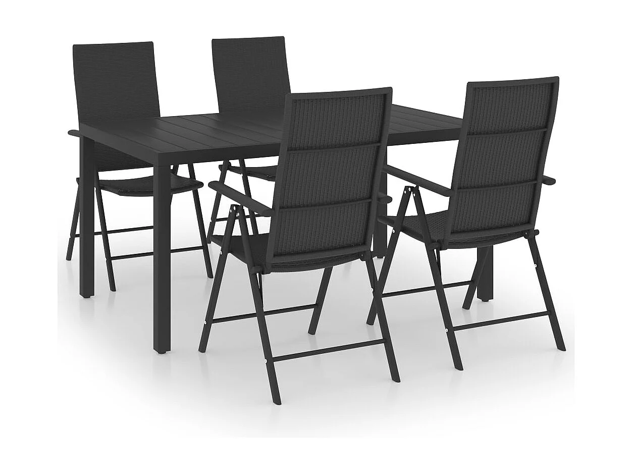 Ensemble de salle à manger de jardin 5 pcs Noir 33