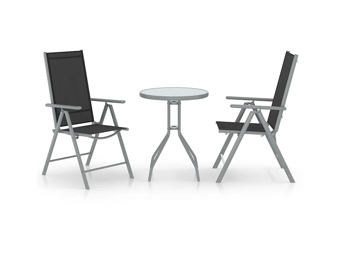 Mobilier de bistro 3 pcs Aluminium et textilène Argenté