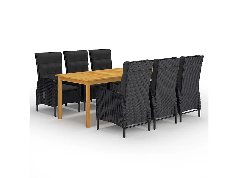 Ensemble de salle à manger de jardin 7 pcs Noir 28
