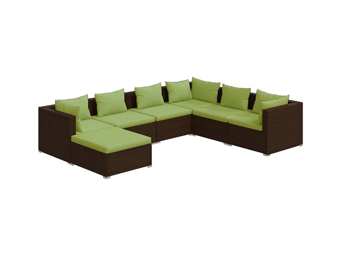 Salon de jardin 7 pcs avec coussins Résine tressée Marron 20