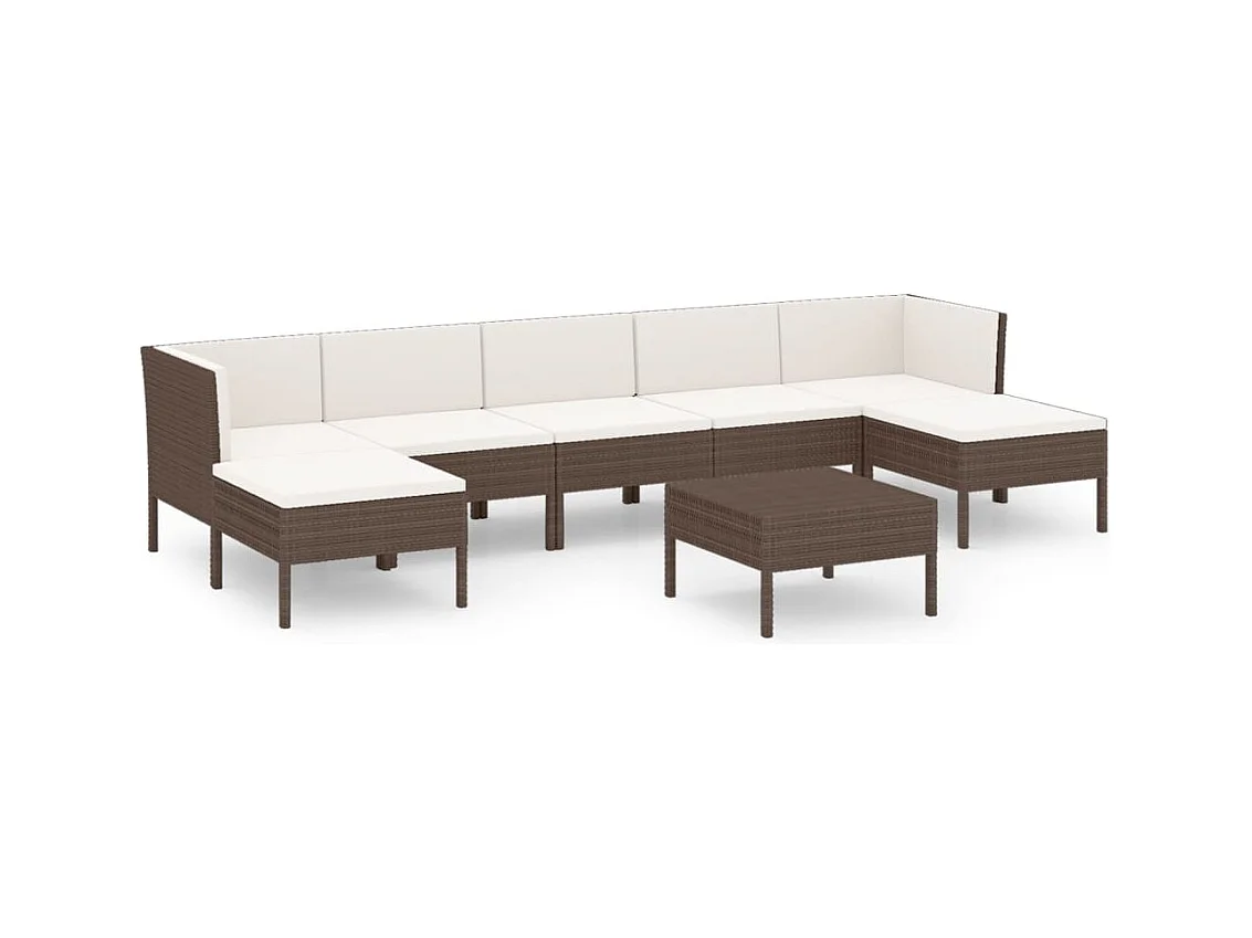 Salon de jardin 8 pcs avec coussins Résine tressée Marron 39