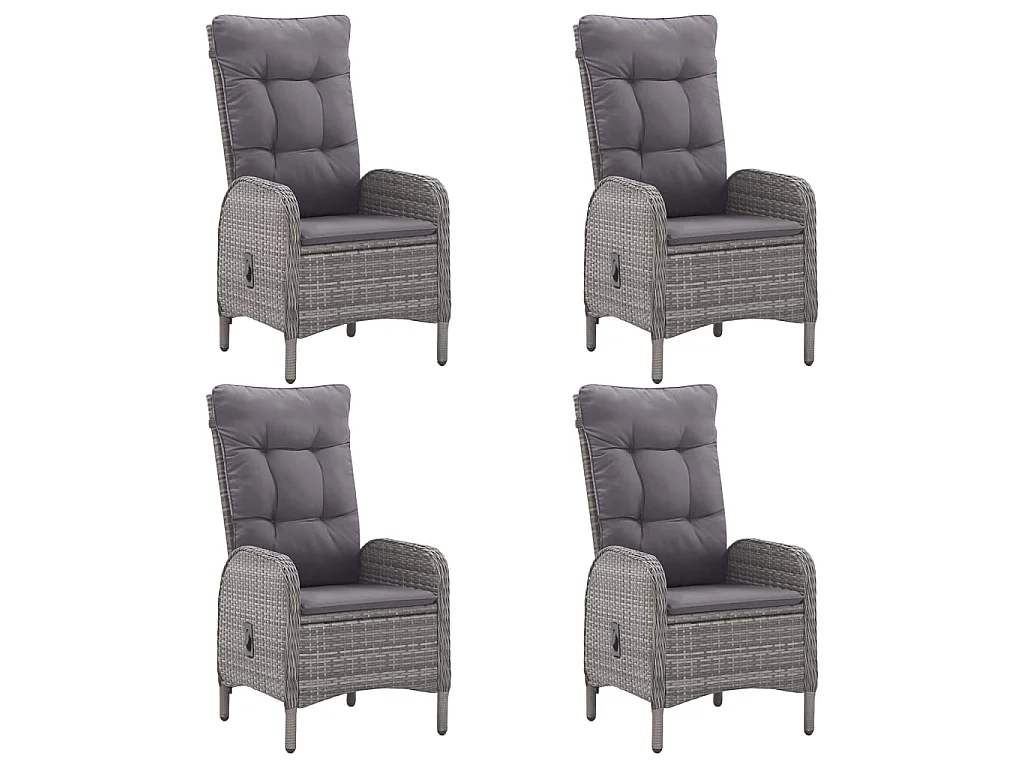 Ensemble à dîner de jardin 5 pcs Résine tressée et verre Gris