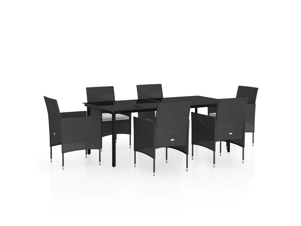 Ensemble de salle à manger de jardin avec coussins 7 pcs Noir 16