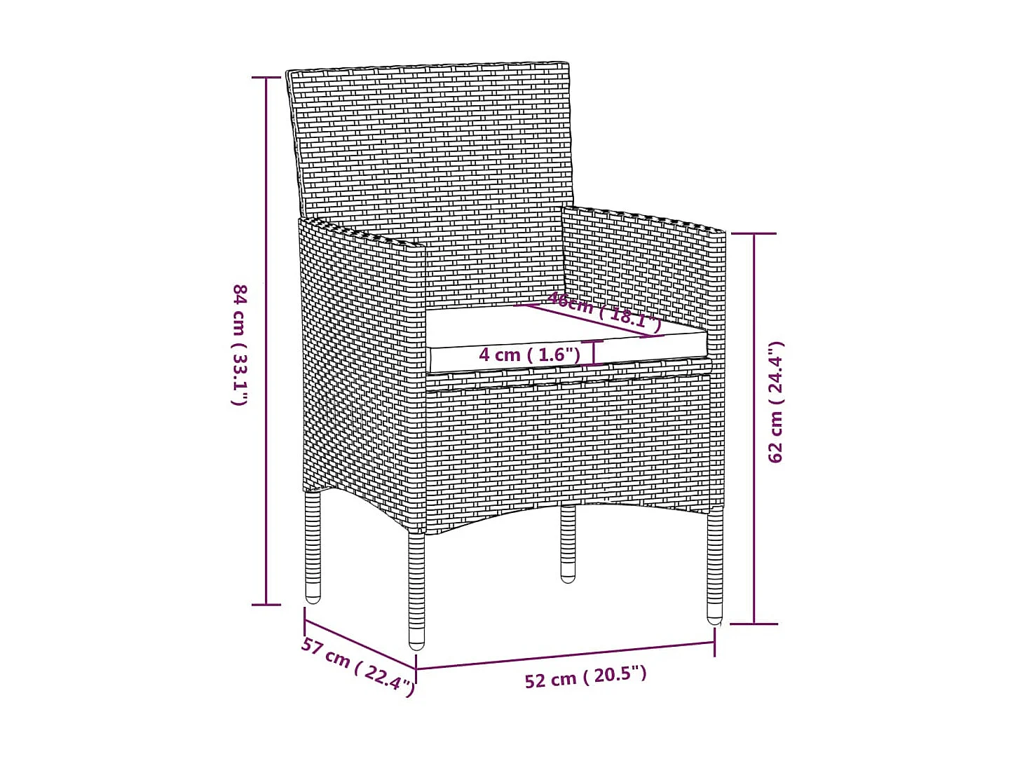 Ensemble de salle à manger de jardin avec coussins 7 pcs Noir 16
