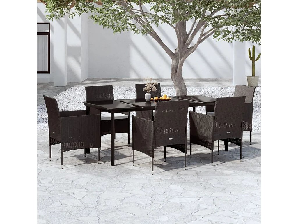 Ensemble de salle à manger de jardin avec coussins 7 pcs Noir 16