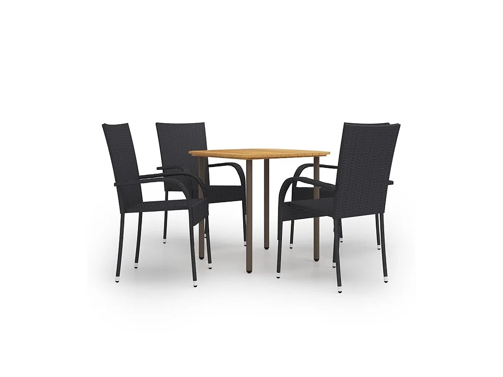 Ensemble de salle à manger de jardin 5 pcs Résine tressée Noir 8
