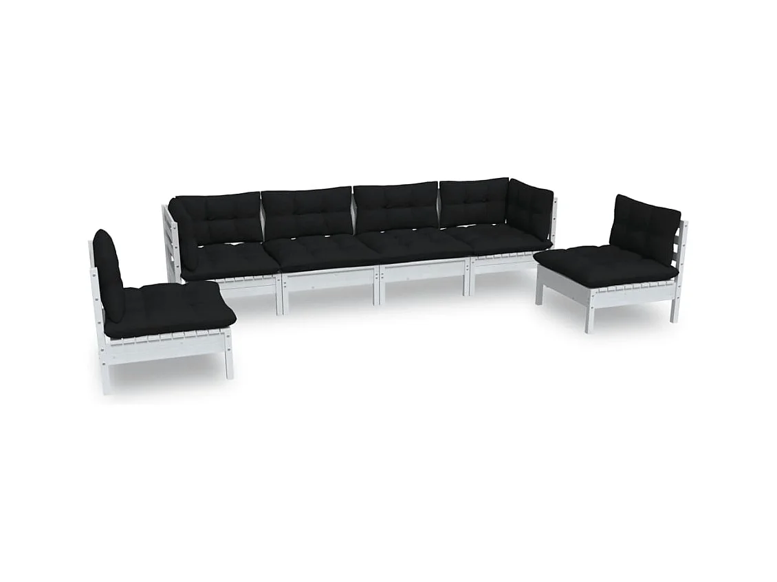 Salon de jardin 6 pcs avec coussins Bois de pin massif 9