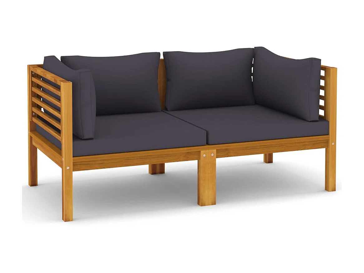 Canapé de jardin à 2 places avec coussin Bois d'acacia massif