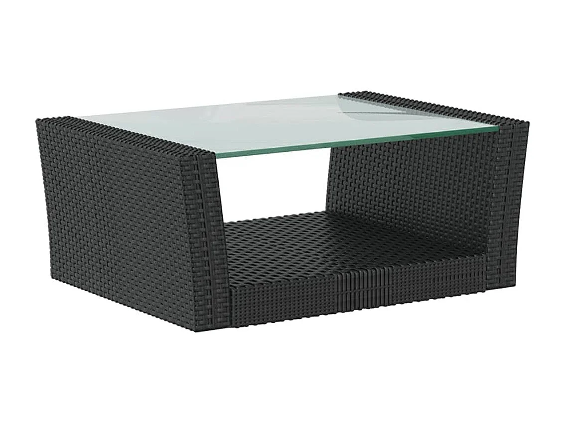 Salon de jardin 8 pcs avec coussins Résine tressée Noir 83