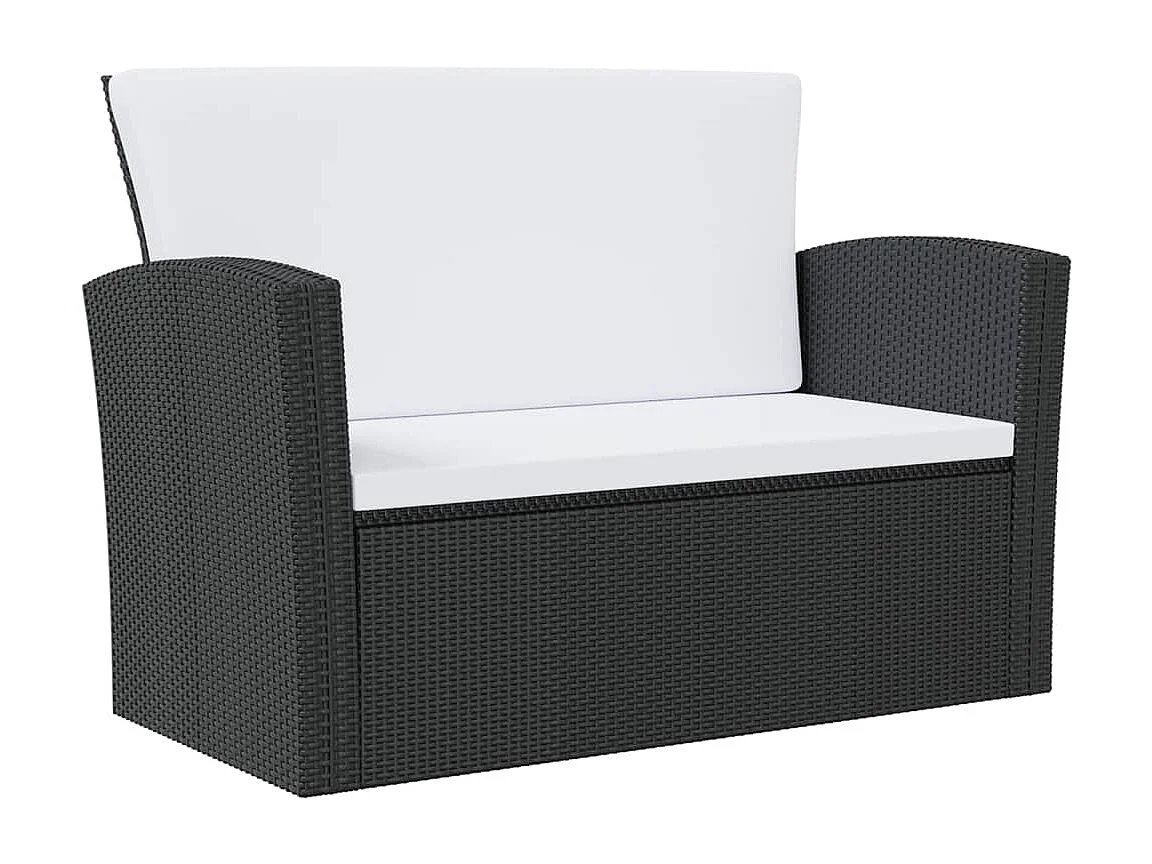 Salon de jardin 8 pcs avec coussins Résine tressée Noir 83