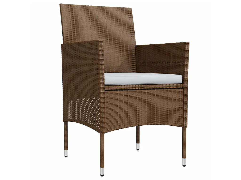 Mobilier de salle à manger de jardin coussins 5 pcs Marron-noir