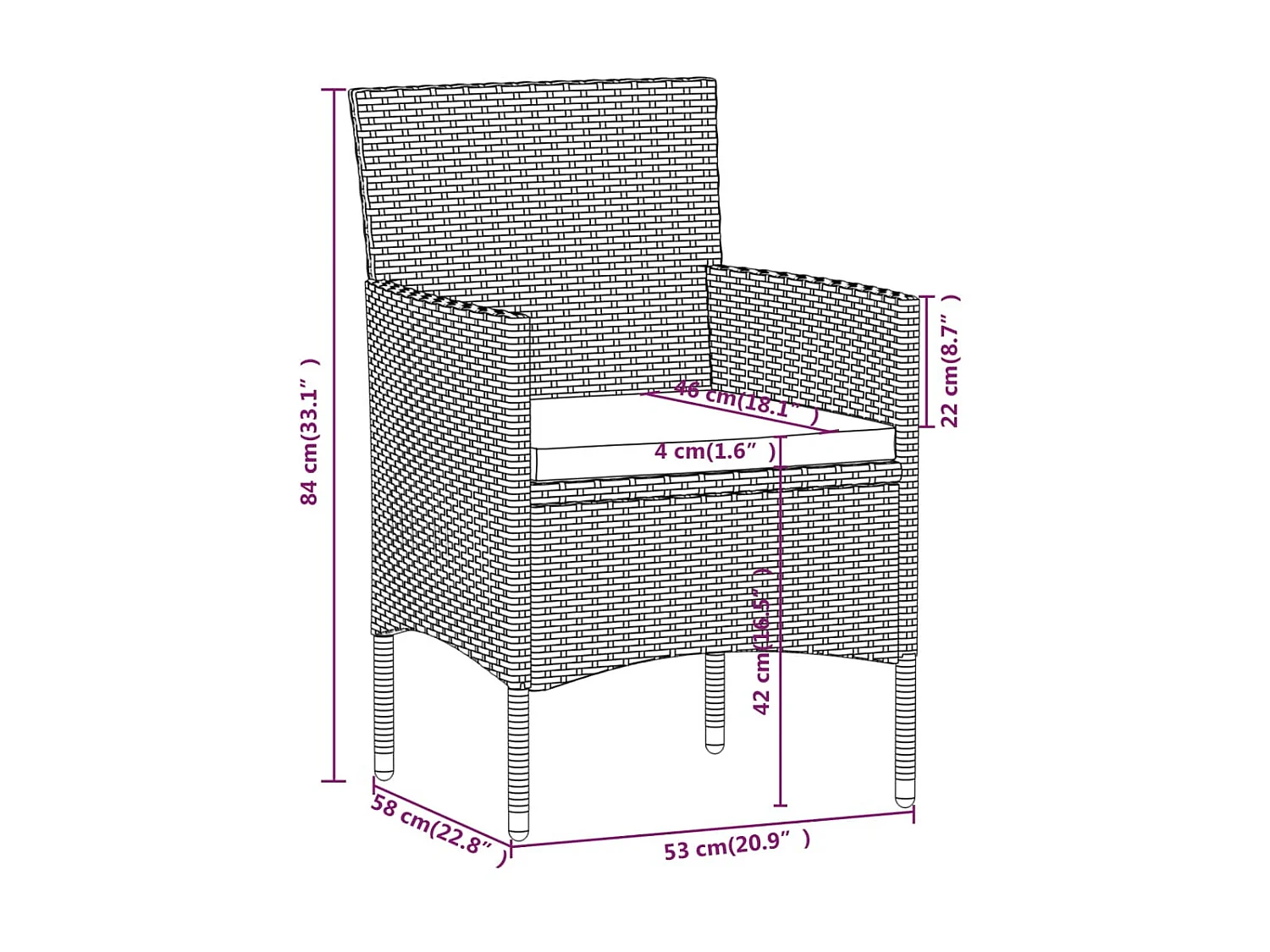 Mobilier de salle à manger de jardin coussins 5 pcs Marron-noir