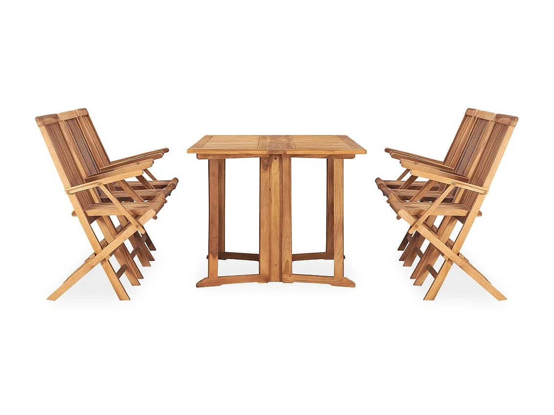 Mobilier à dîner d'extérieur pliable 7 pcs Bois solide de teck 9