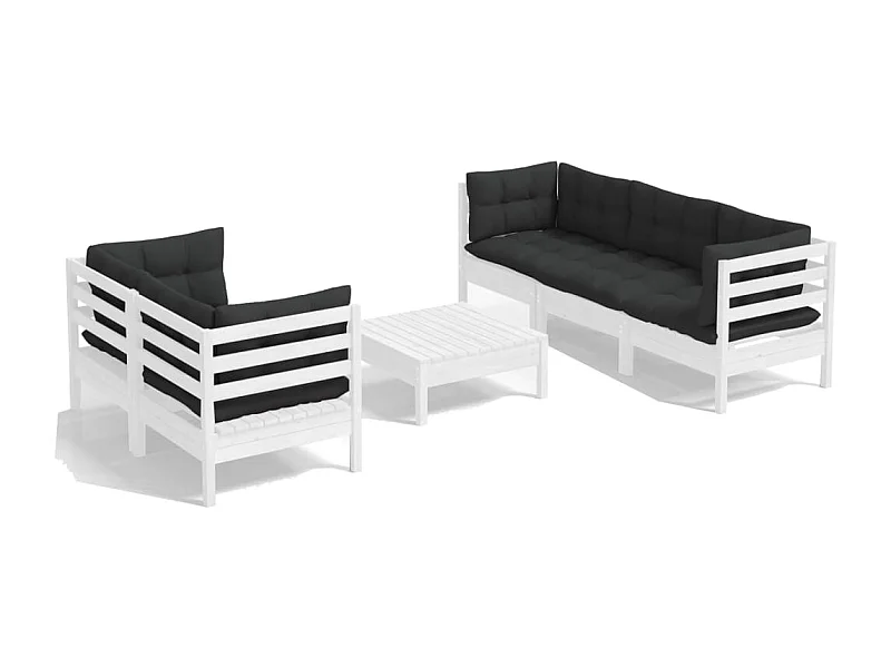 Salon de jardin 6 pcs avec coussins anthracite Bois de pin