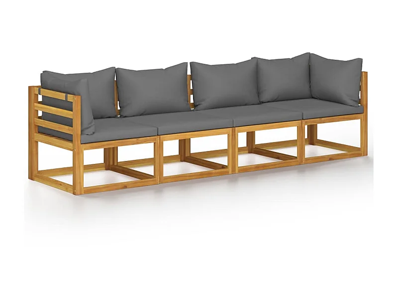 Canapé de jardin à 4 places avec coussin Bois d'acacia massif 2