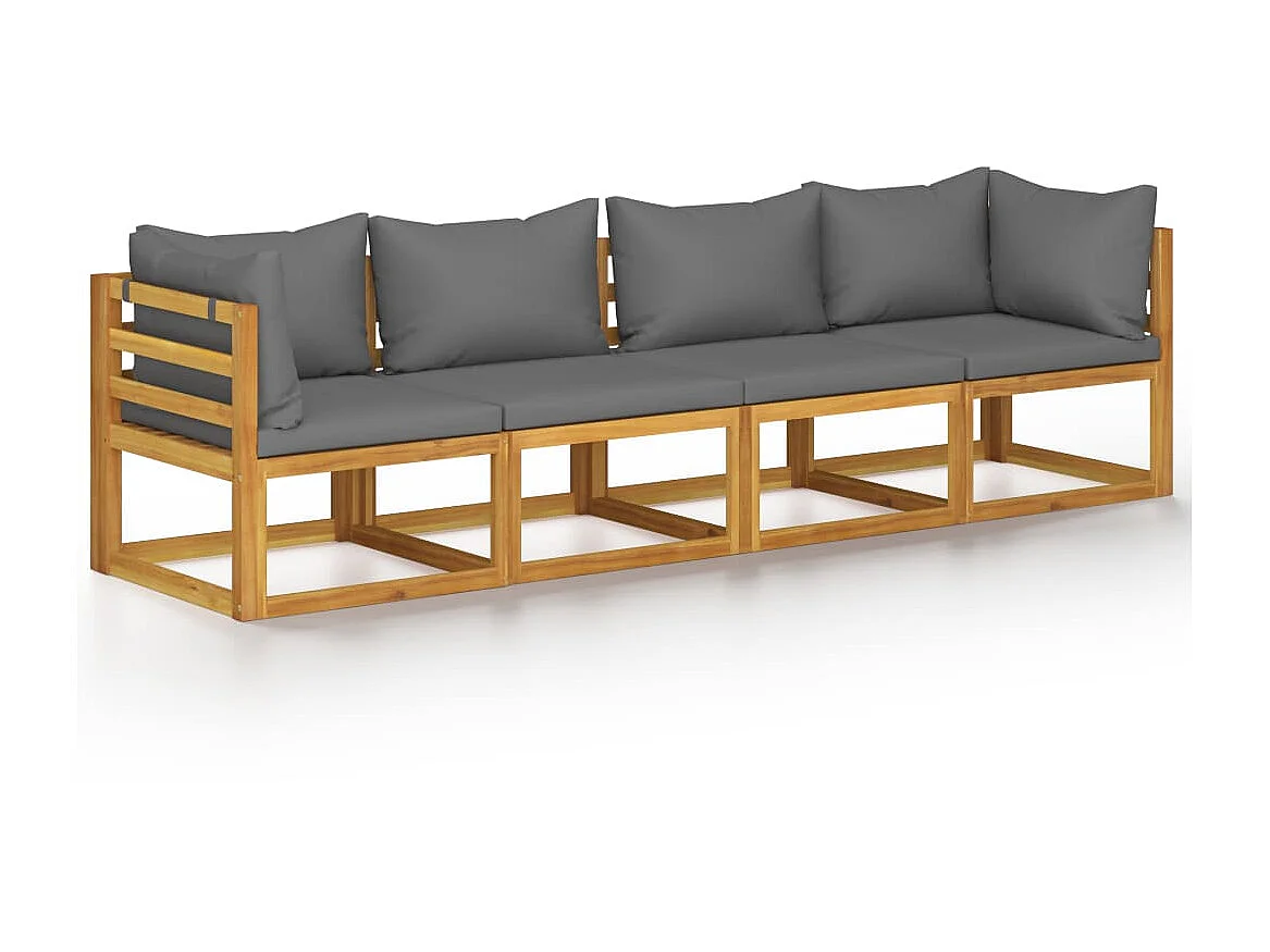 Canapé de jardin à 4 places avec coussin Bois d'acacia massif 2