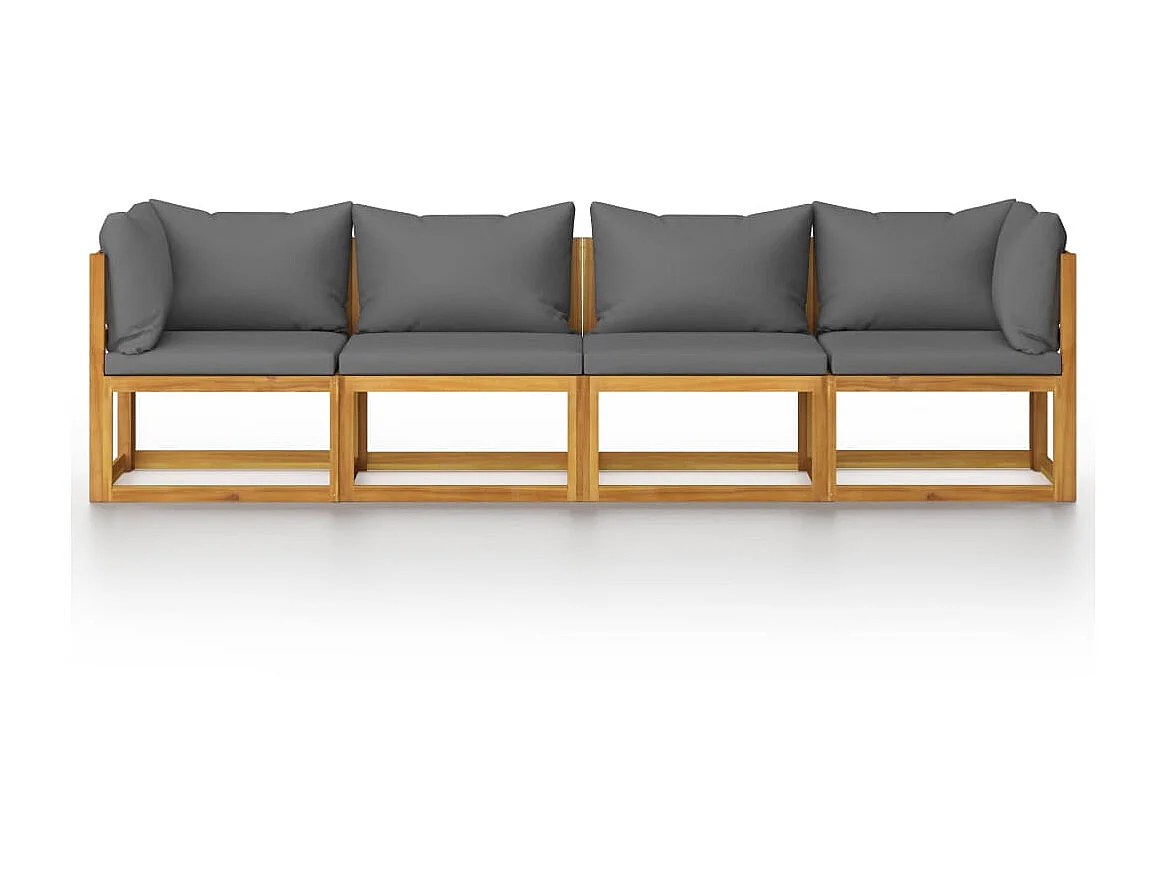 Canapé de jardin à 4 places avec coussin Bois d'acacia massif 2