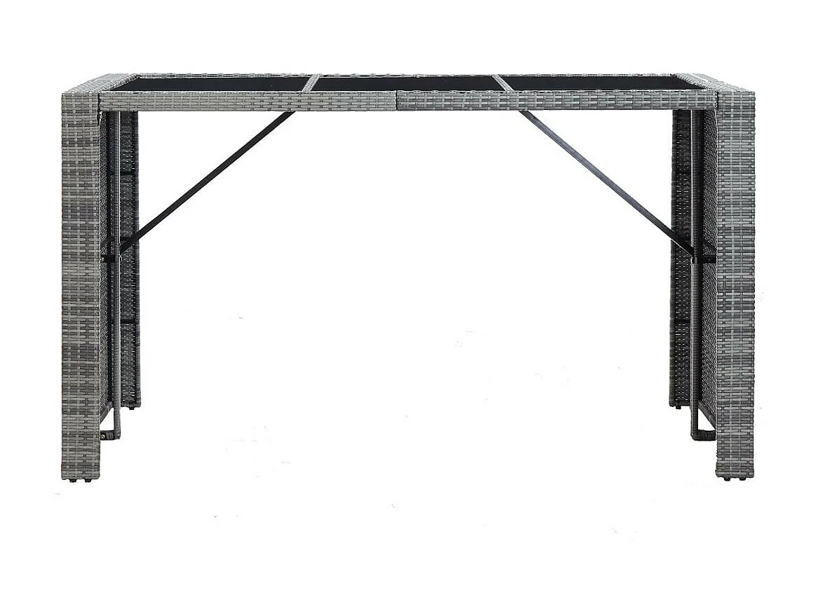 Meuble de bar de jardin 7 pcs et coussins Résine tressée Gris