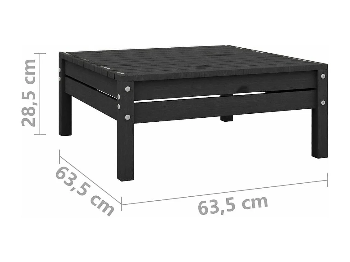 Salon de jardin 6 pcs Bois de pin massif Noir