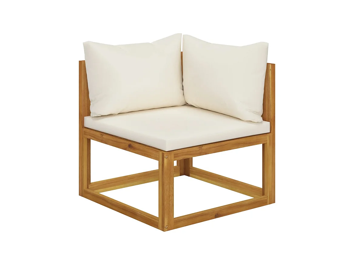Salon de jardin 7 pcs avec coussin Crème Bois d'acacia solide 5