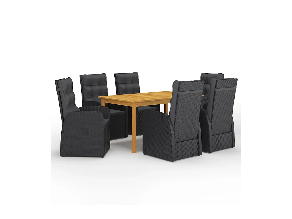 Ensemble de salle à manger de jardin 7 pcs Noir 60