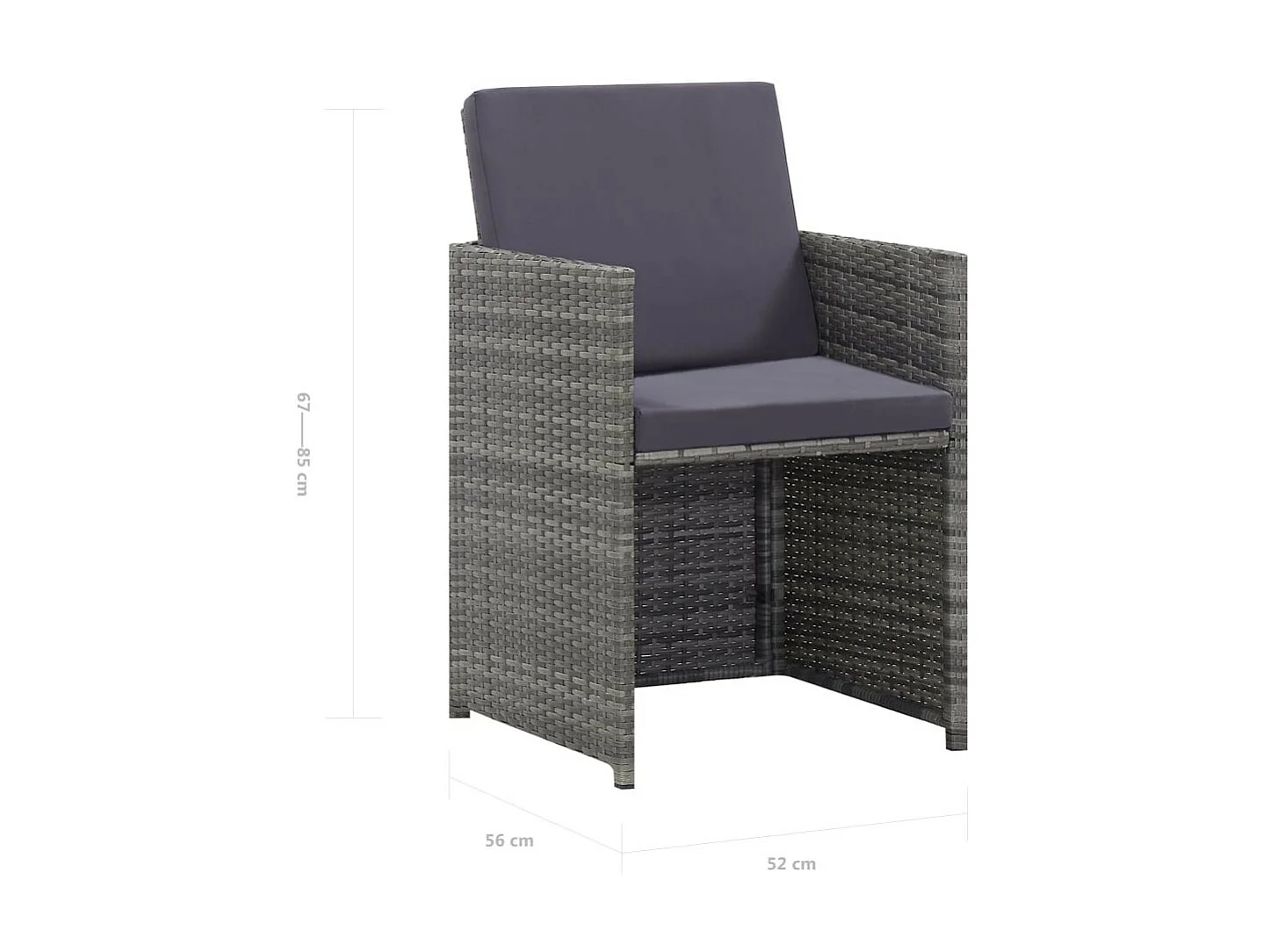 Salon de jardin 9 pcs avec coussins Résine tressée Anthracite 3