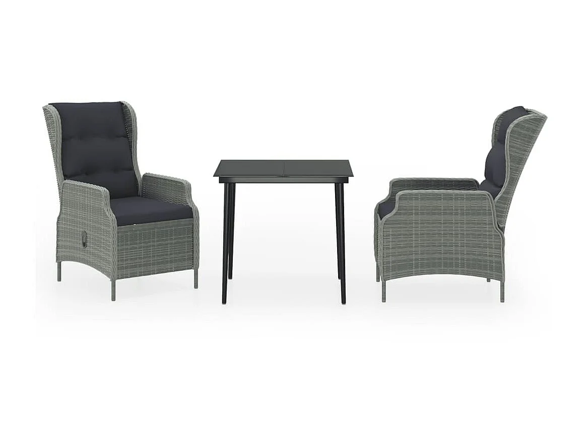 Ensemble de salle à manger de jardin 3 pcs Gris clair