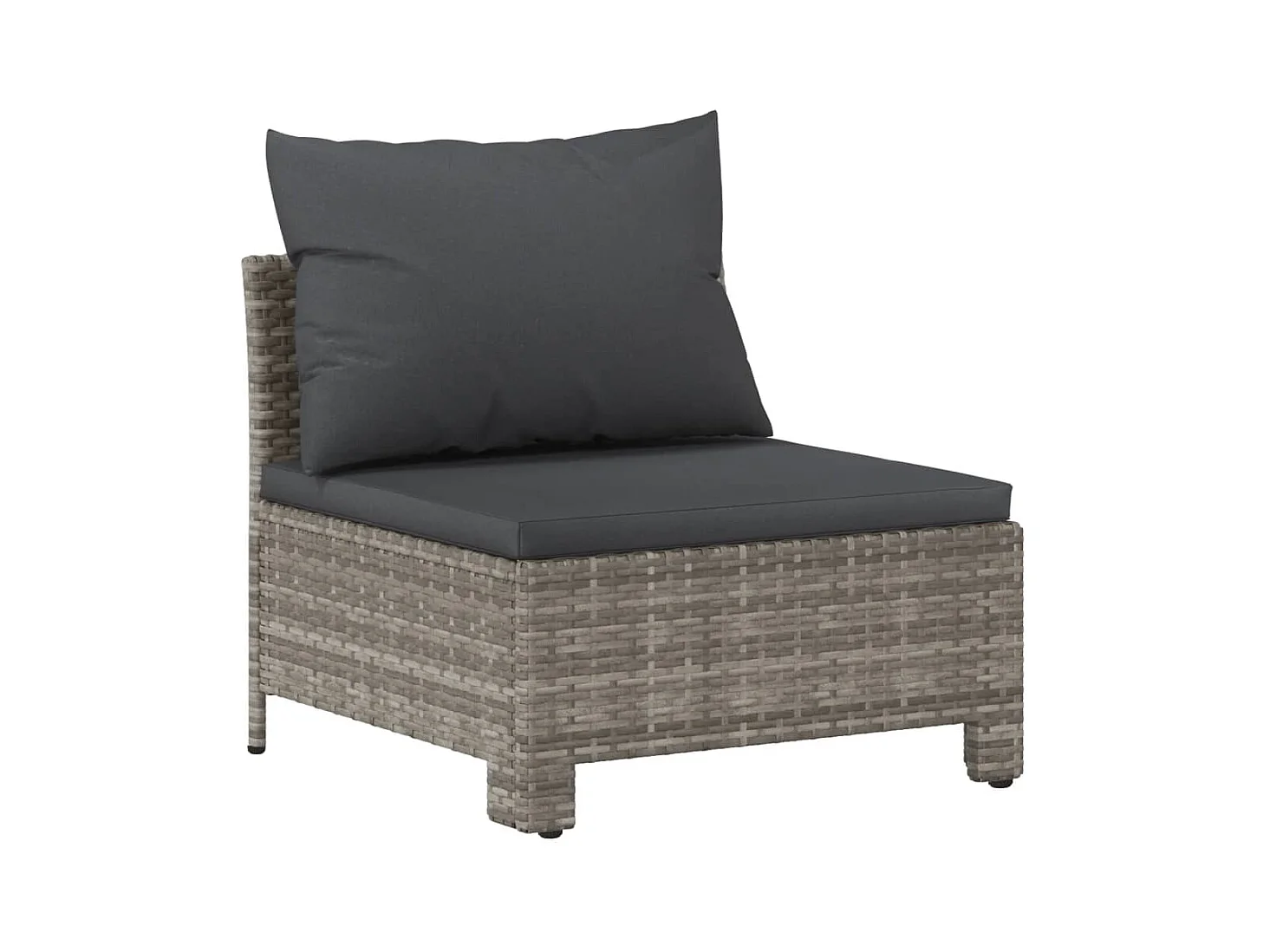 Canapé central de jardin avec coussin Gris Résine tressée