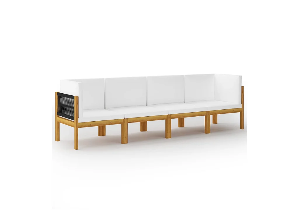 Canapé de jardin à 4 places avec coussin Bois d'acacia massif 3