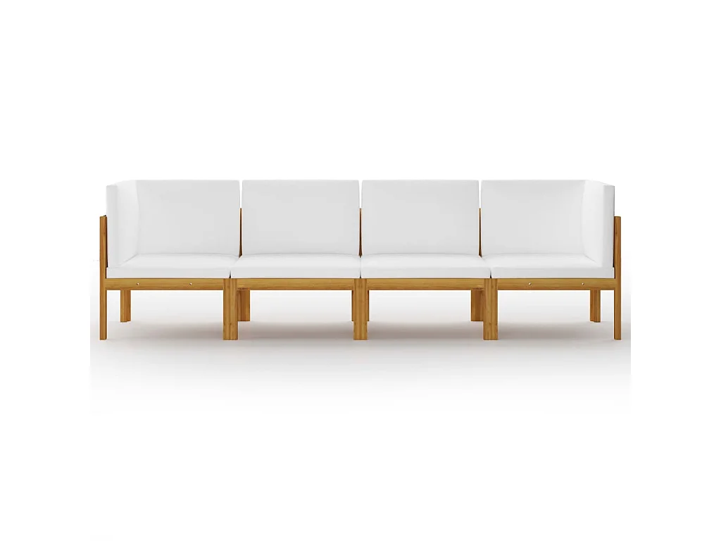 Canapé de jardin à 4 places avec coussin Bois d'acacia massif 3