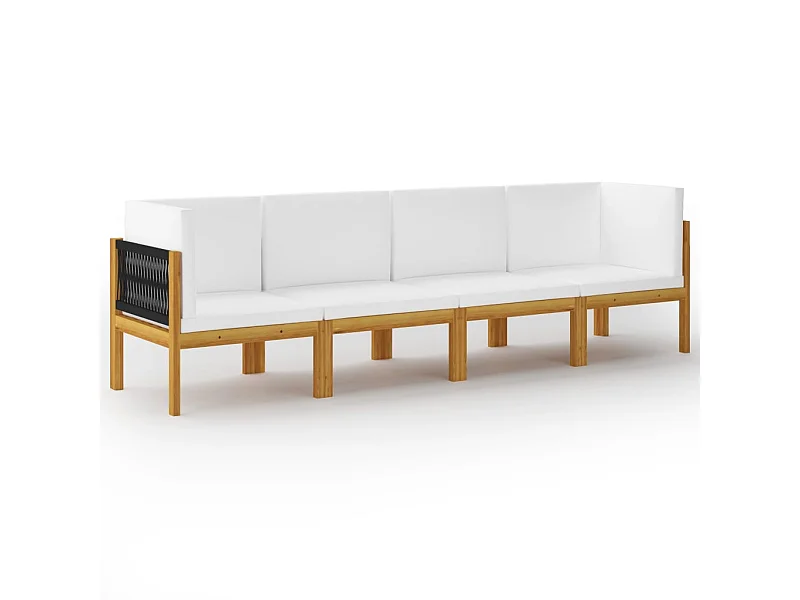 Canapé de jardin à 4 places avec coussin Bois d'acacia massif 3