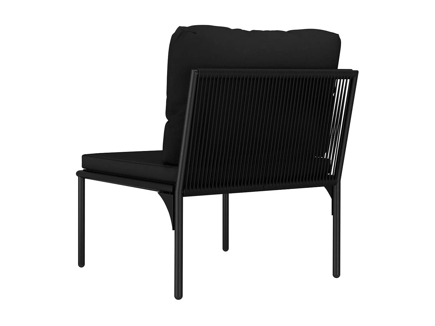 Salon de jardin 3 pcs avec coussins Noir PVC