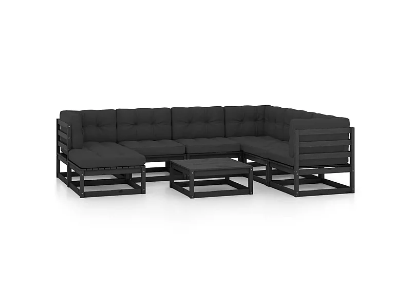 Salon de jardin 8 pcs avec coussins Bois de pin massif 84