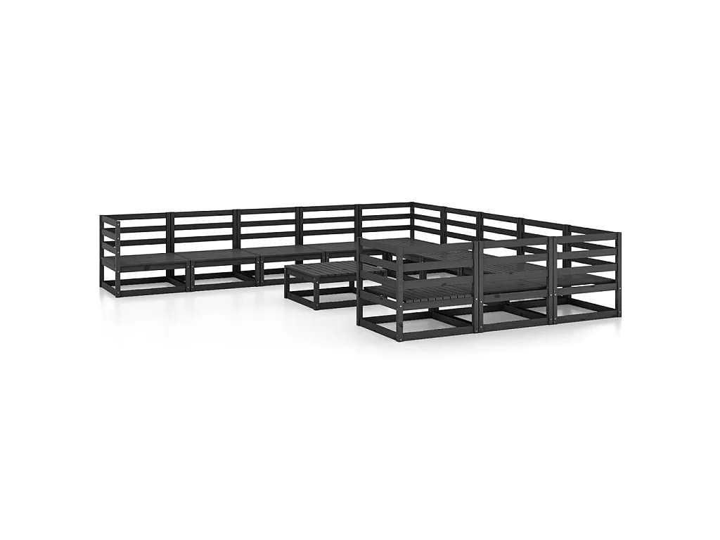 Salon de jardin 12 pcs Bois de pin massif 11