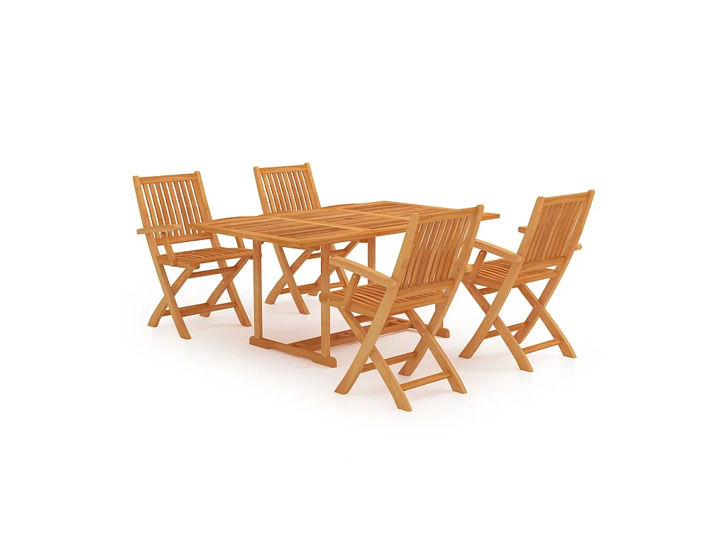 Ensemble de salle à manger de jardin 5 pcs Bois de teck massif 10