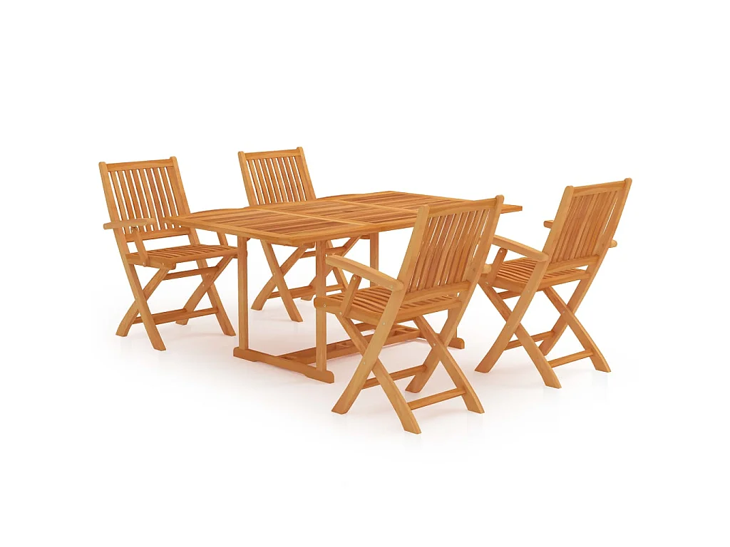 Ensemble de salle à manger de jardin 5 pcs Bois de teck massif 10