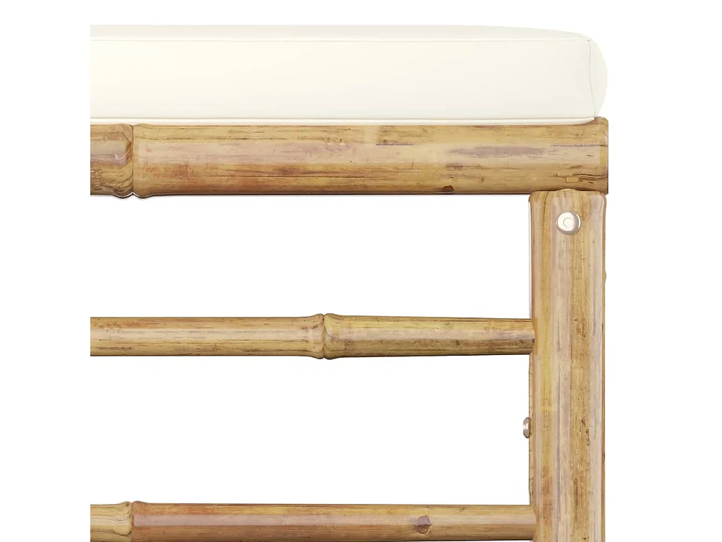 Salon de jardin 8 pcs avec coussins blanc crème Bambou 3