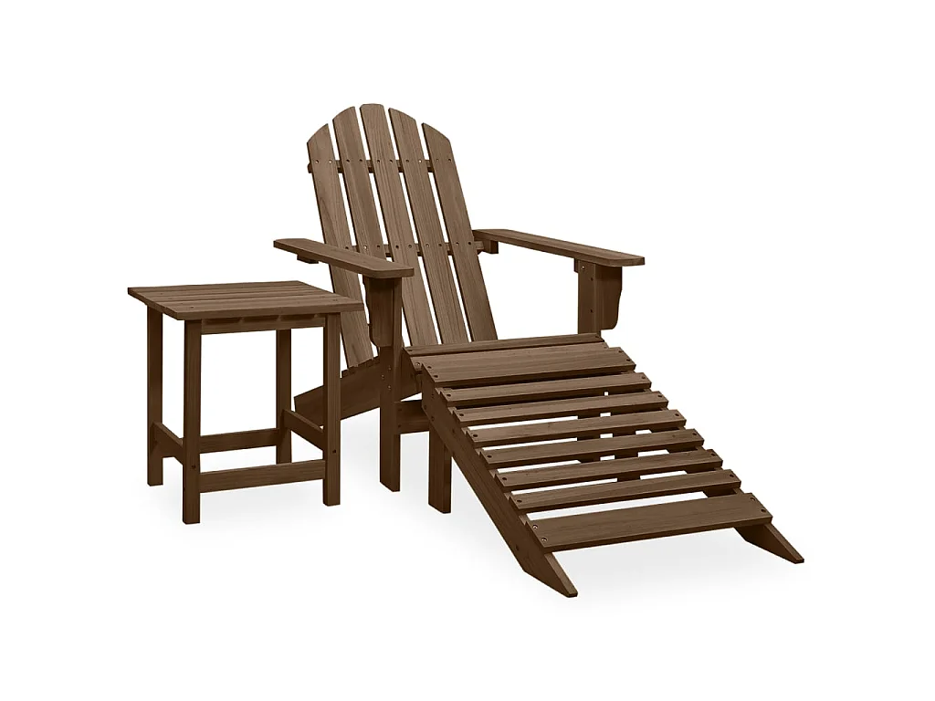 Chaise de jardin Adirondack avec pouf et table Sapin Marron