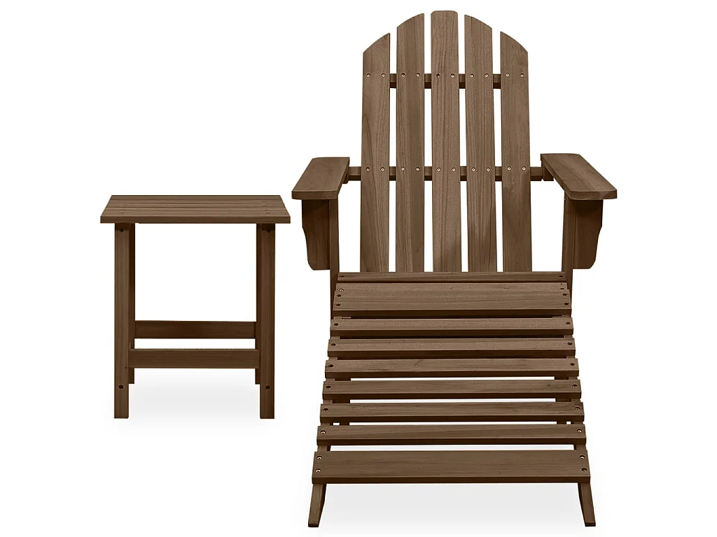 Chaise de jardin Adirondack avec pouf et table Sapin Marron