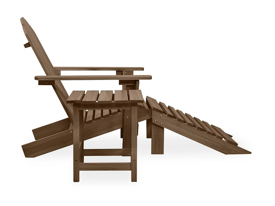 Chaise de jardin Adirondack avec pouf et table Sapin Marron