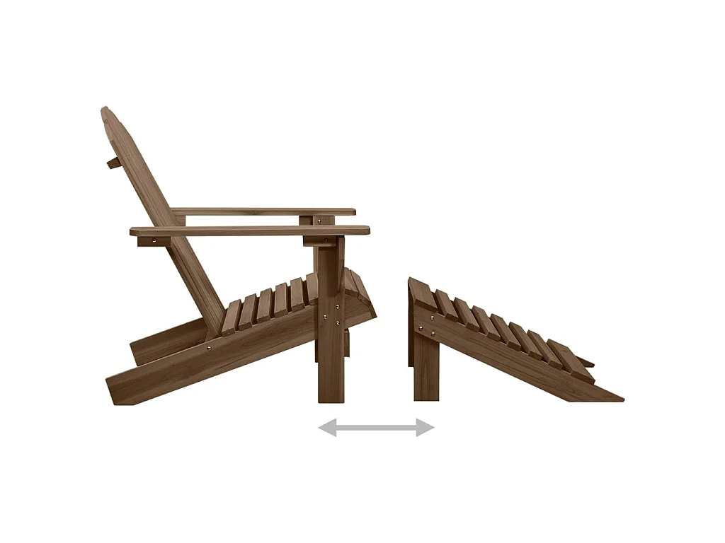 Chaise de jardin Adirondack avec pouf et table Sapin Marron