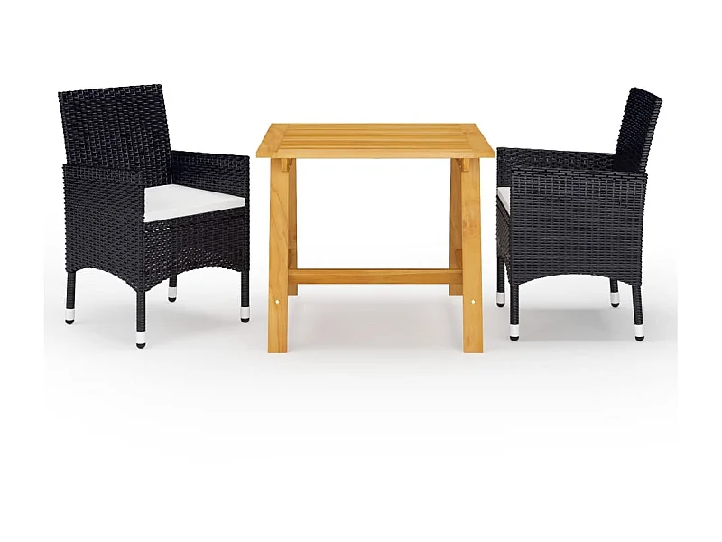 Ensemble de salle à manger de jardin 3 pcs Noir 43