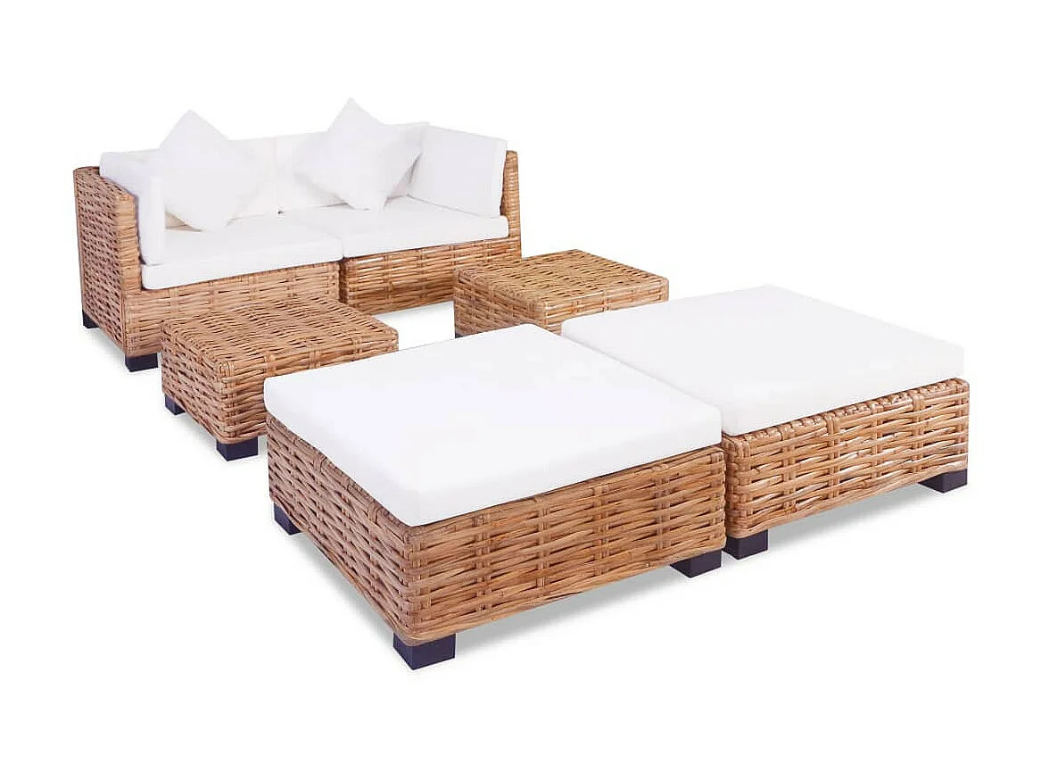 Jeu de canapés 16 pcs Rotin naturel