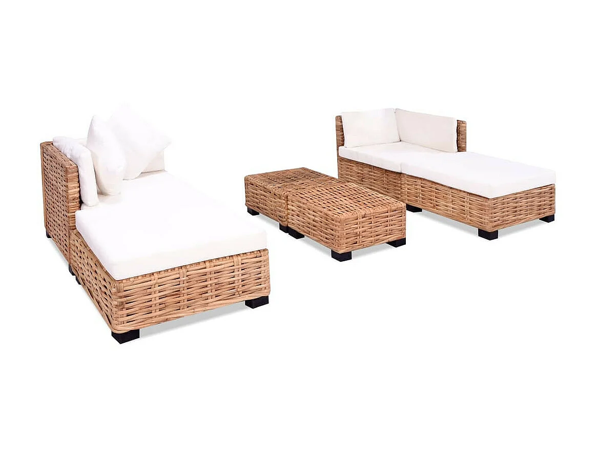 Jeu de canapés 16 pcs Rotin naturel