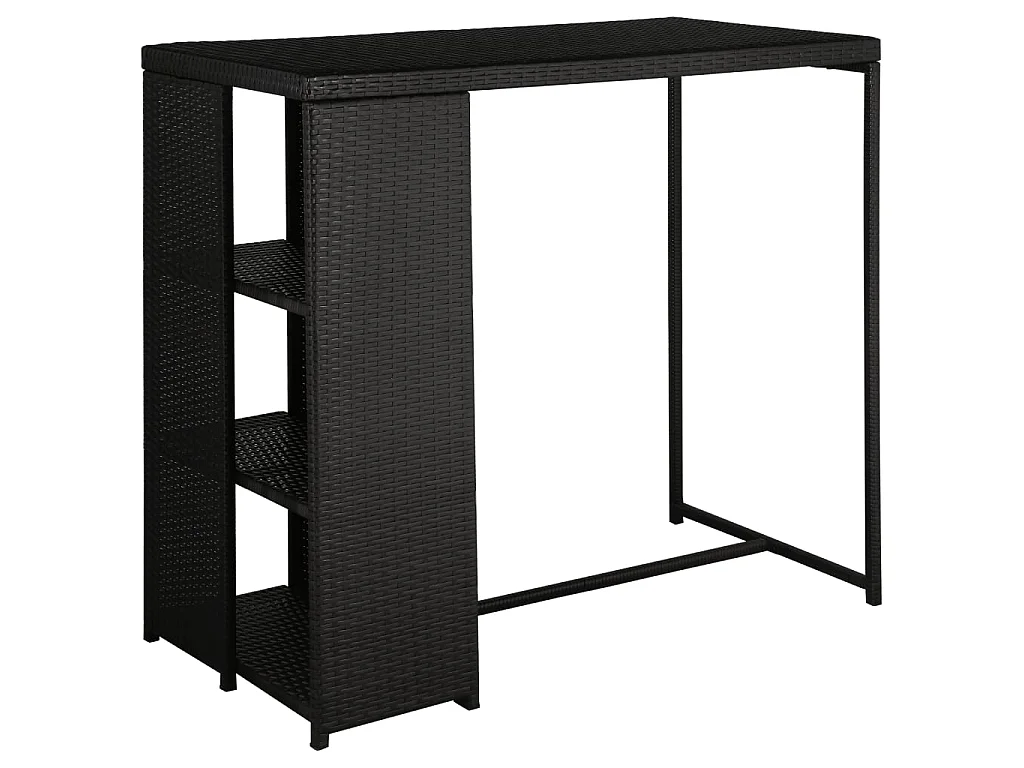 Meuble de bar de jardin 5 pcs et coussins Résine tressée Noir 2