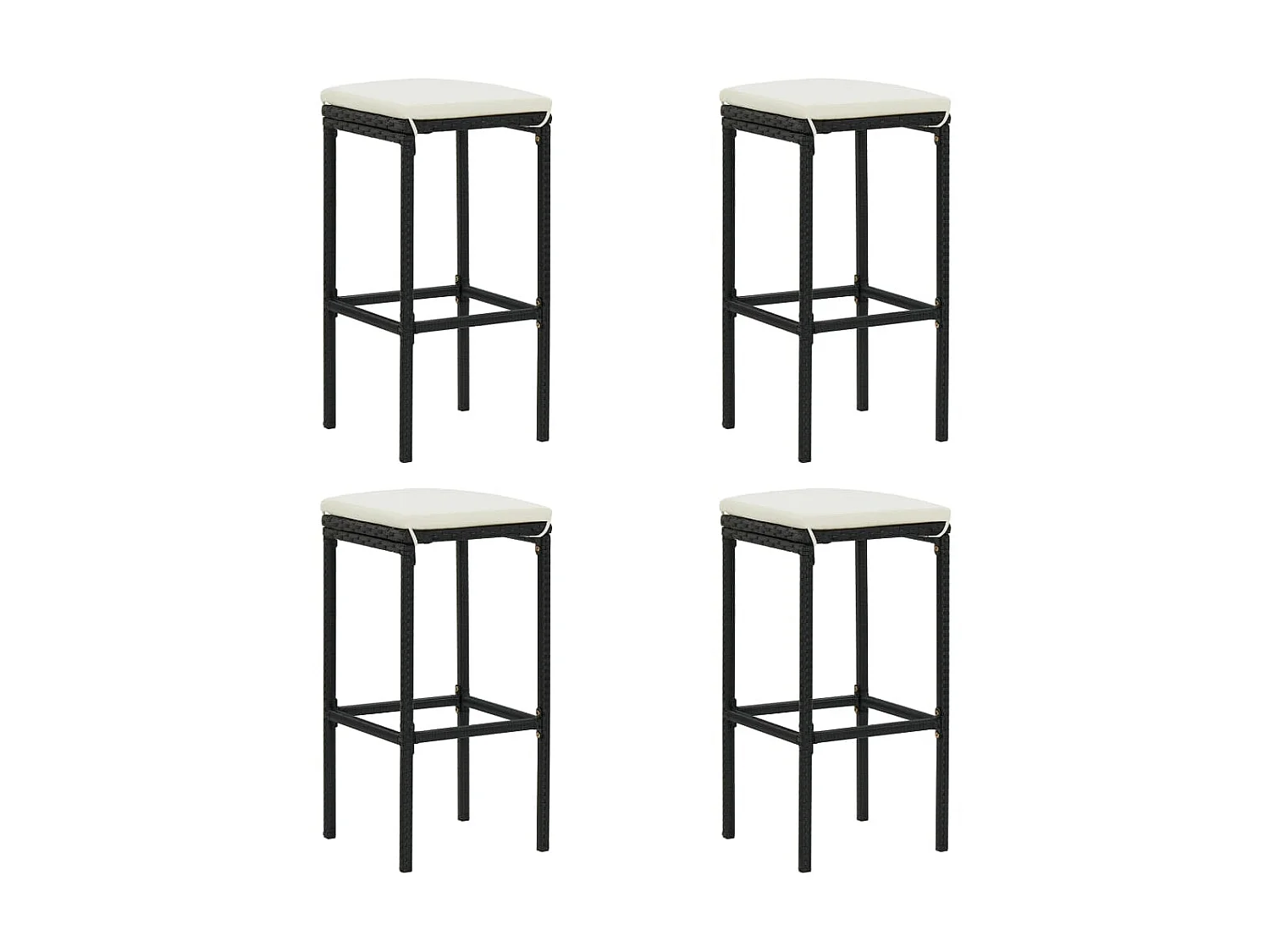 Meuble de bar de jardin 5 pcs et coussins Résine tressée Noir 2